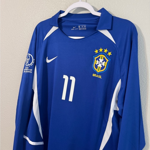 Brazil 2002 Ronaldinho World Cup away long sleeve soccer jersey - Picture 3 of 5